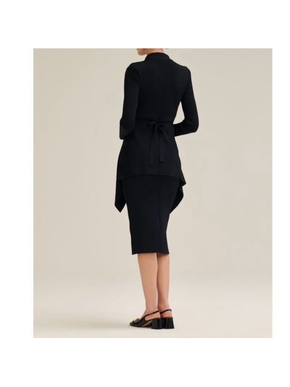 NWT SCANLAN THEODORE CREPE KNIT DRAPE FRONT BLACK JACKET SIZE M - Picture 4 of 11